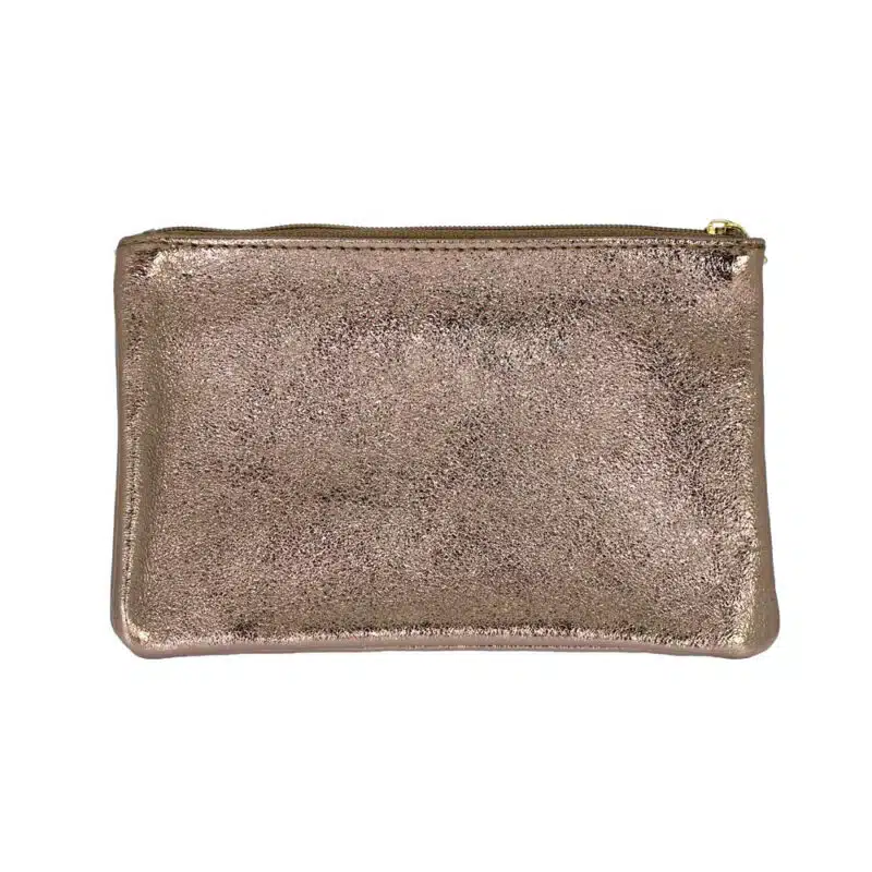 Zip L iridescent leather pouch