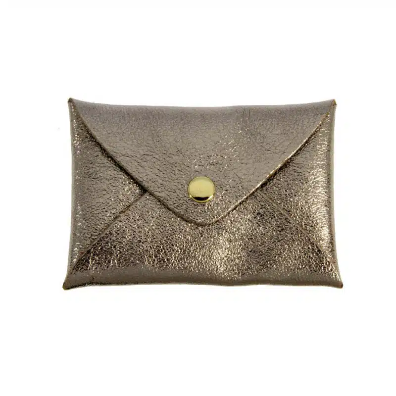 Iridescent origami leather pouch