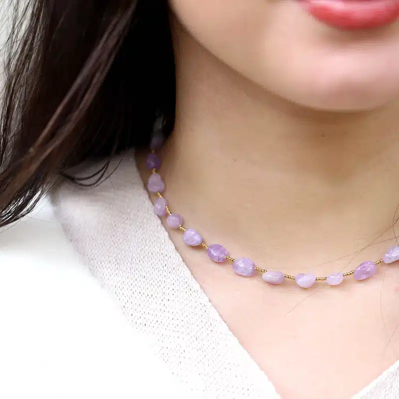 Collier Emile en acier et pierres f